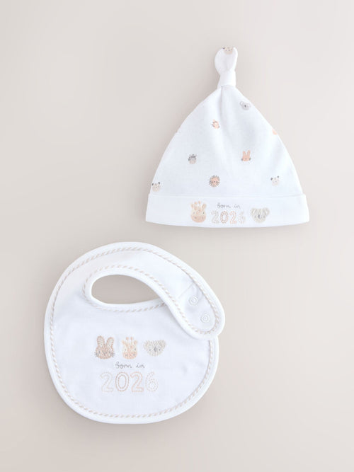 White Baby Sleepsuit and Hat Set (0-12mths) image 1