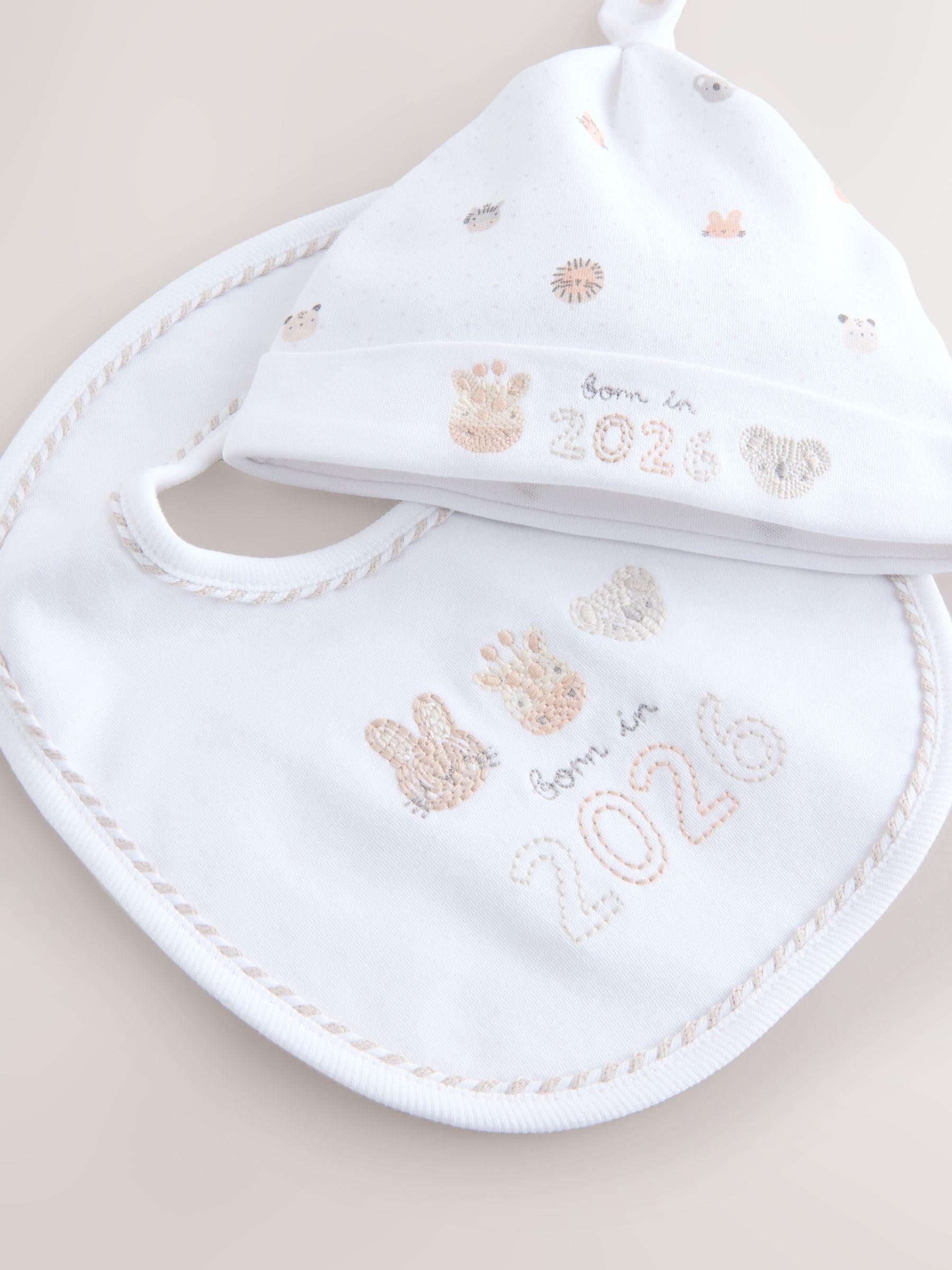 White Baby Sleepsuit and Hat Set (0-12mths) image 3