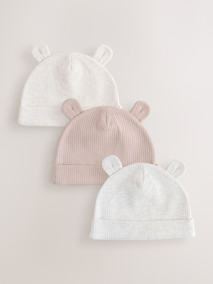 Neutral Baby Beanies 3 Pack (0-12mths) image 1