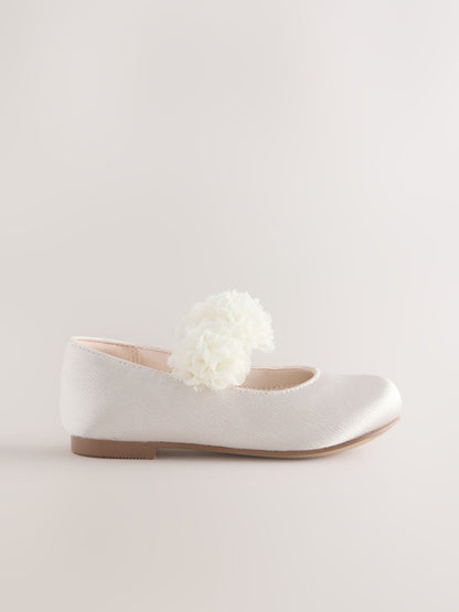 Ivory Standard Fit (F) Satin Flower Girl Occasion Mary Jane Shoes image 2