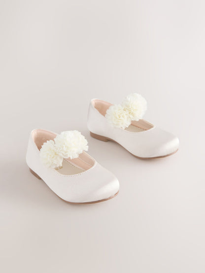 Ivory Wide Fit (G) Satin Flower Girl Occasion Mary Jane Shoes image 2