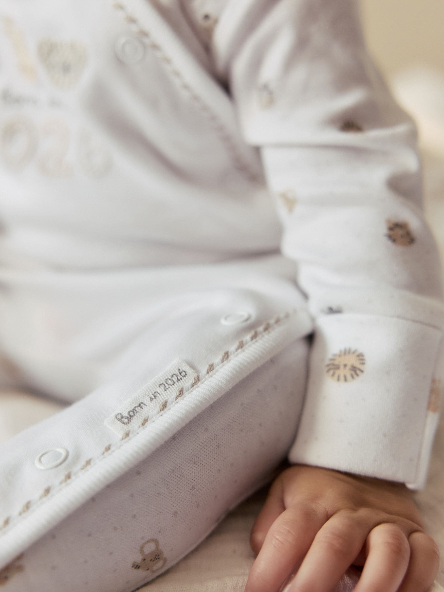 White Born in 2026 Baby Sleepsuit & Hat Set (0-9mths) image 4