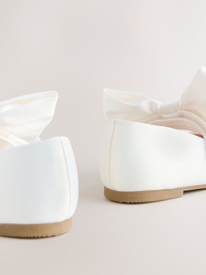White Standard Fit (F) Bow Satin Flower Occasion Mary Jane Shoes image 3