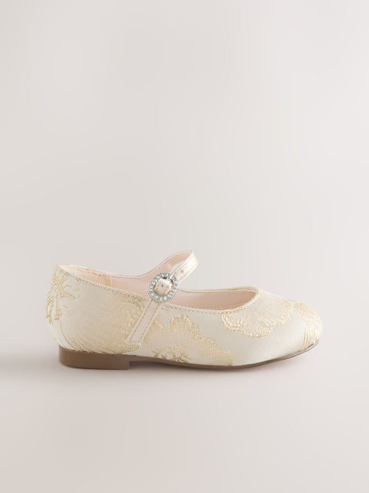 Gold Jaquard Flower Girl Occasion Mary Jane Shoes image 2