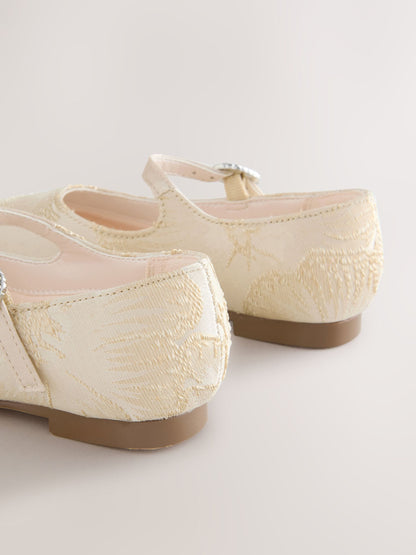 Gold Jaquard Flower Girl Occasion Mary Jane Shoes image 4