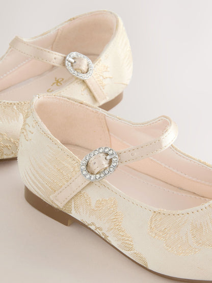 Gold Jaquard Flower Girl Occasion Mary Jane Shoes image 5