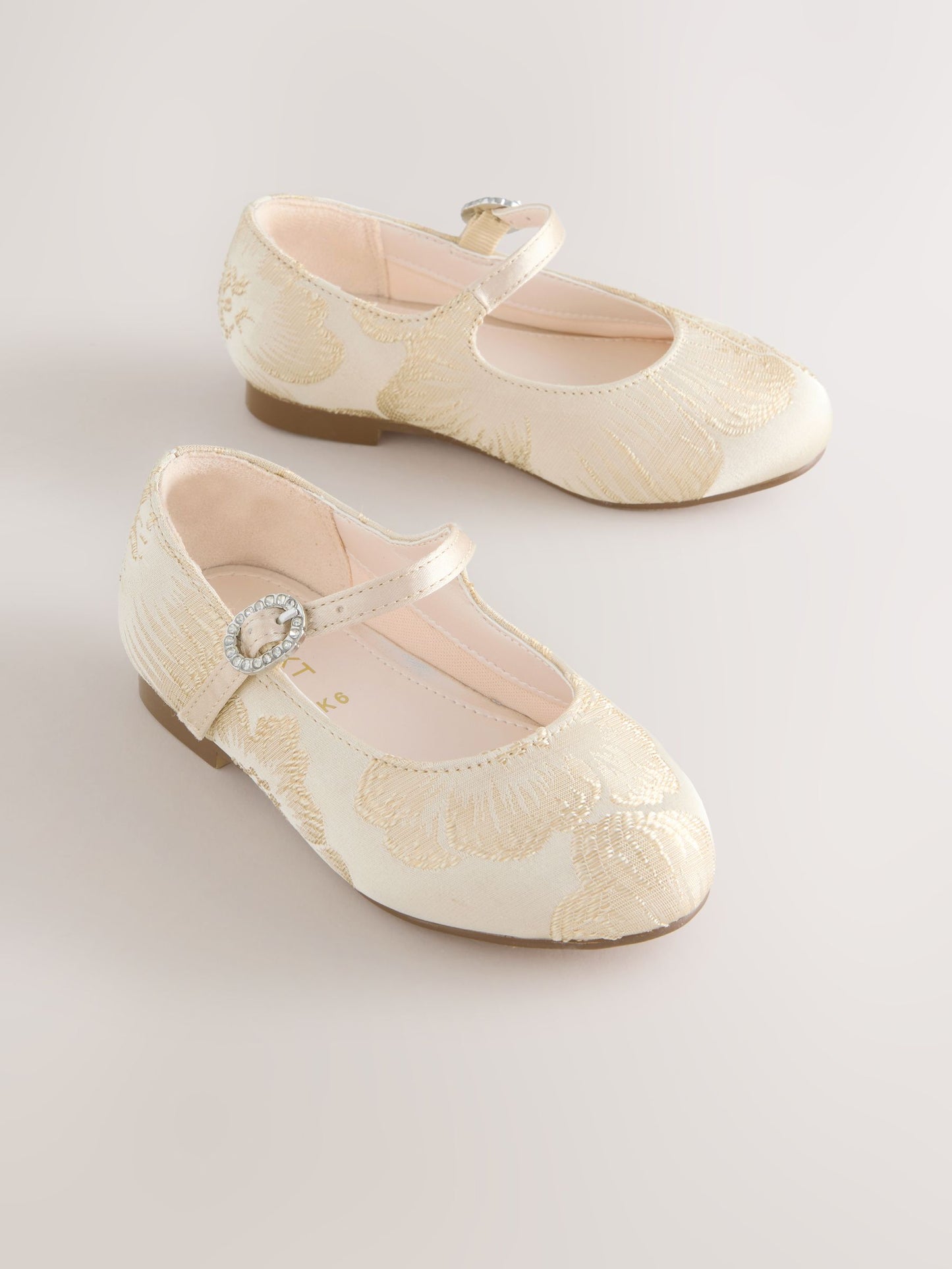 Gold Jaquard Flower Girl Occasion Mary Jane Shoes image 1