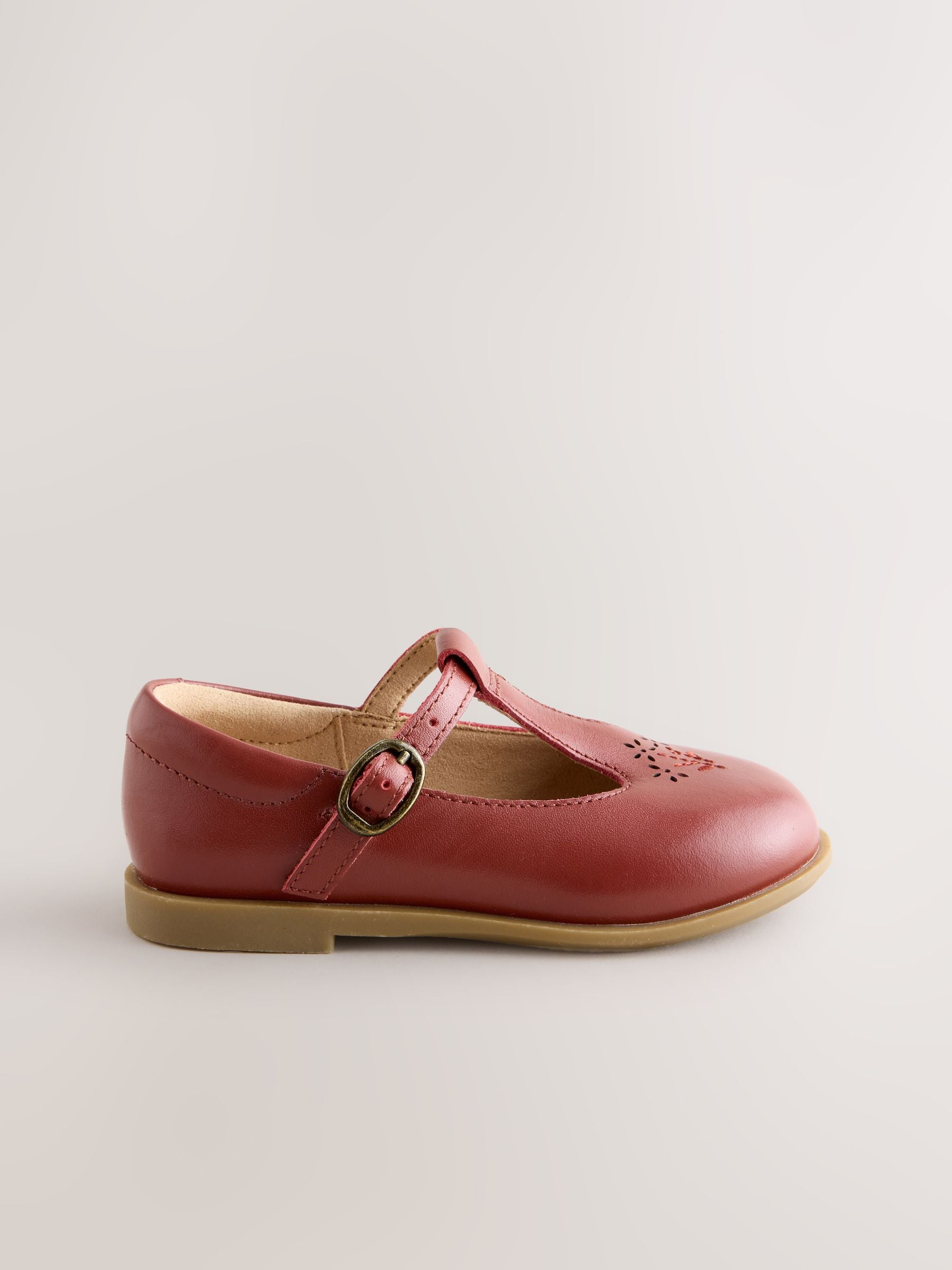 Tan Brown Leather T-Bar Shoes image 3
