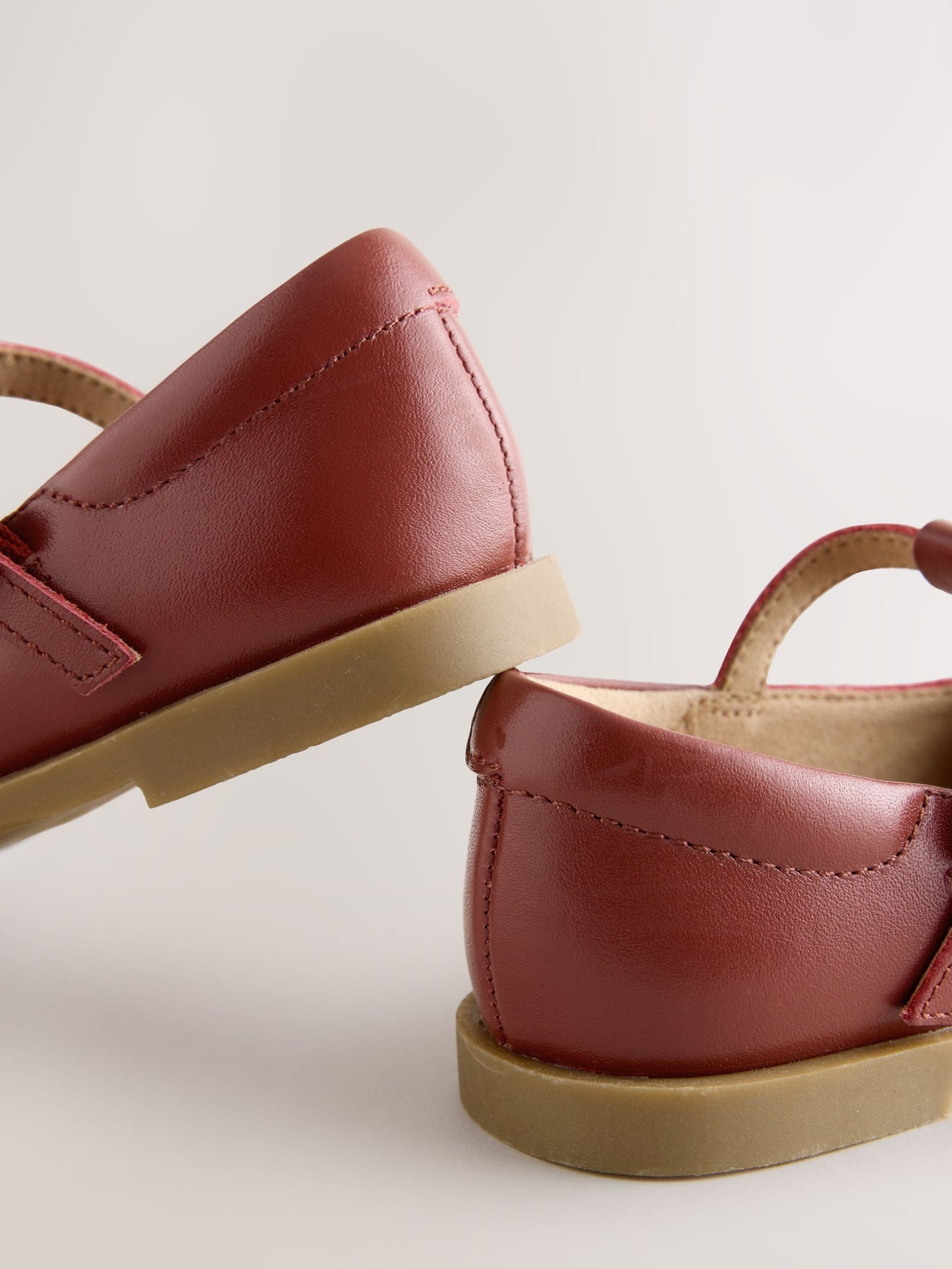 Tan Brown Leather T-Bar Shoes image 4
