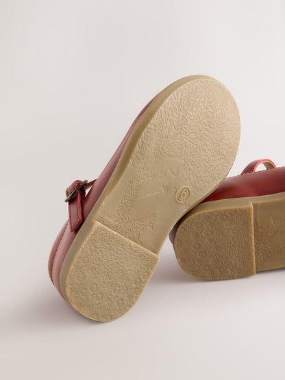 Tan Brown Leather T-Bar Shoes image 6
