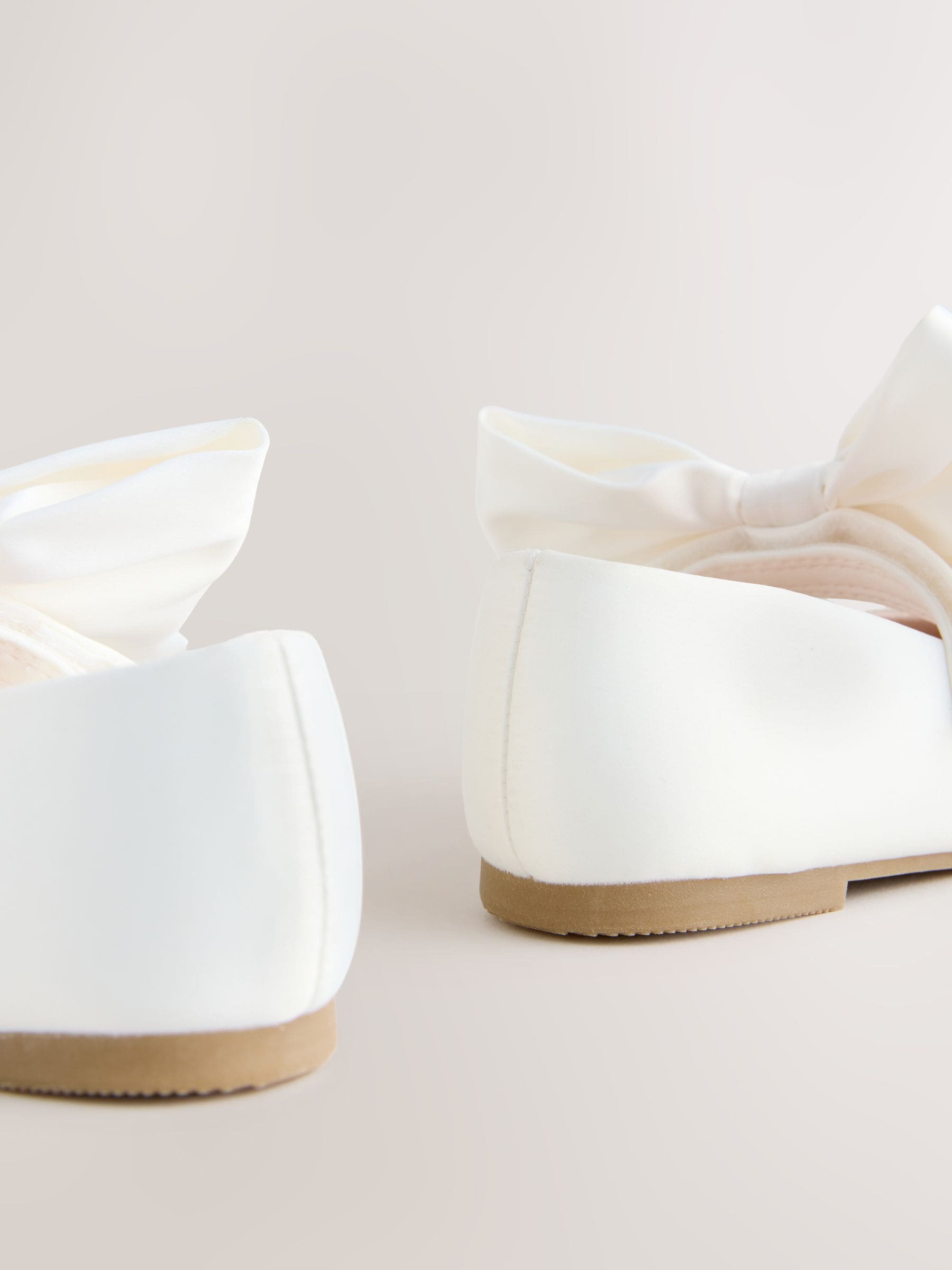 White Wide Fit (G) Bow Satin Flower Occasion Mary Jane Shoes image 4