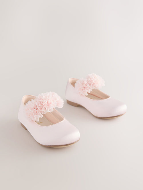 Pink Wide Fit (G) Satin Flower Girl Occasion Mary Jane Shoes image 1