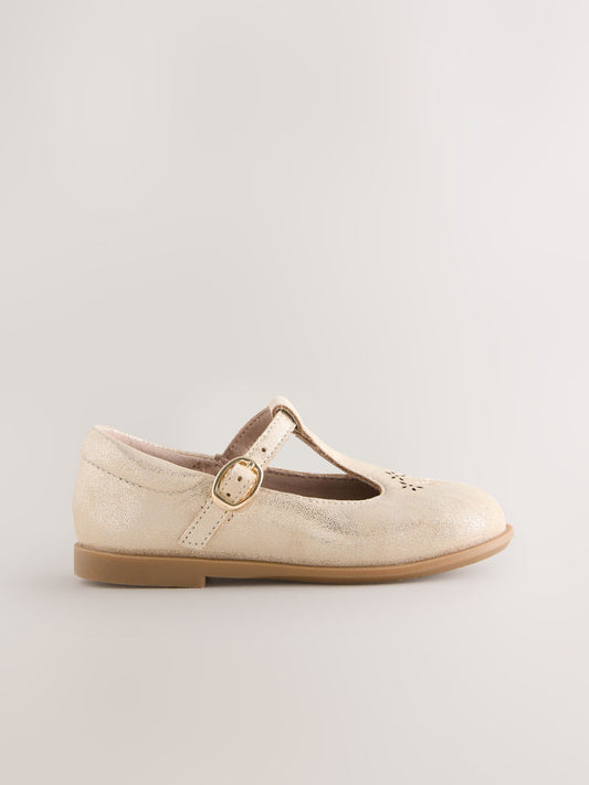 Gold Leather T-Bar Shoes image 2
