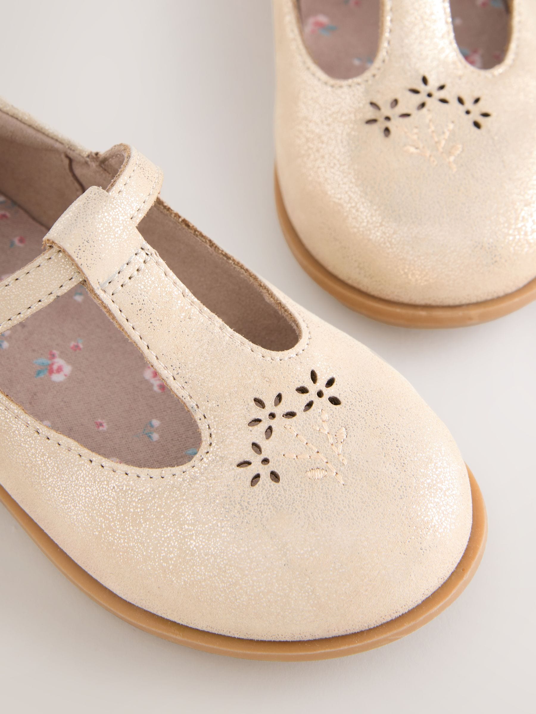 Gold Leather T-Bar Shoes image 4