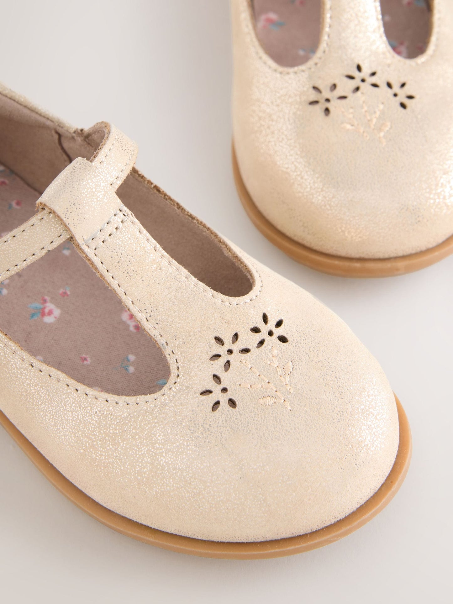 Gold Leather T-Bar Shoes image 3