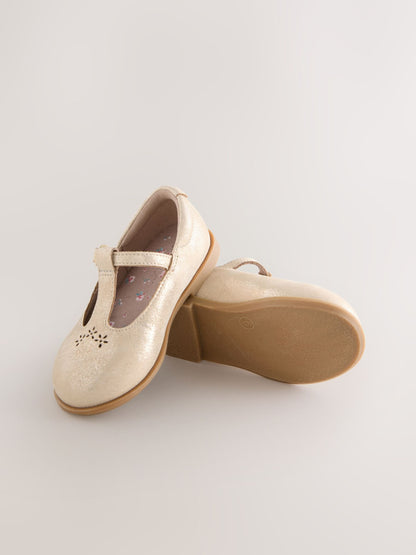 Gold Leather T-Bar Shoes image 5