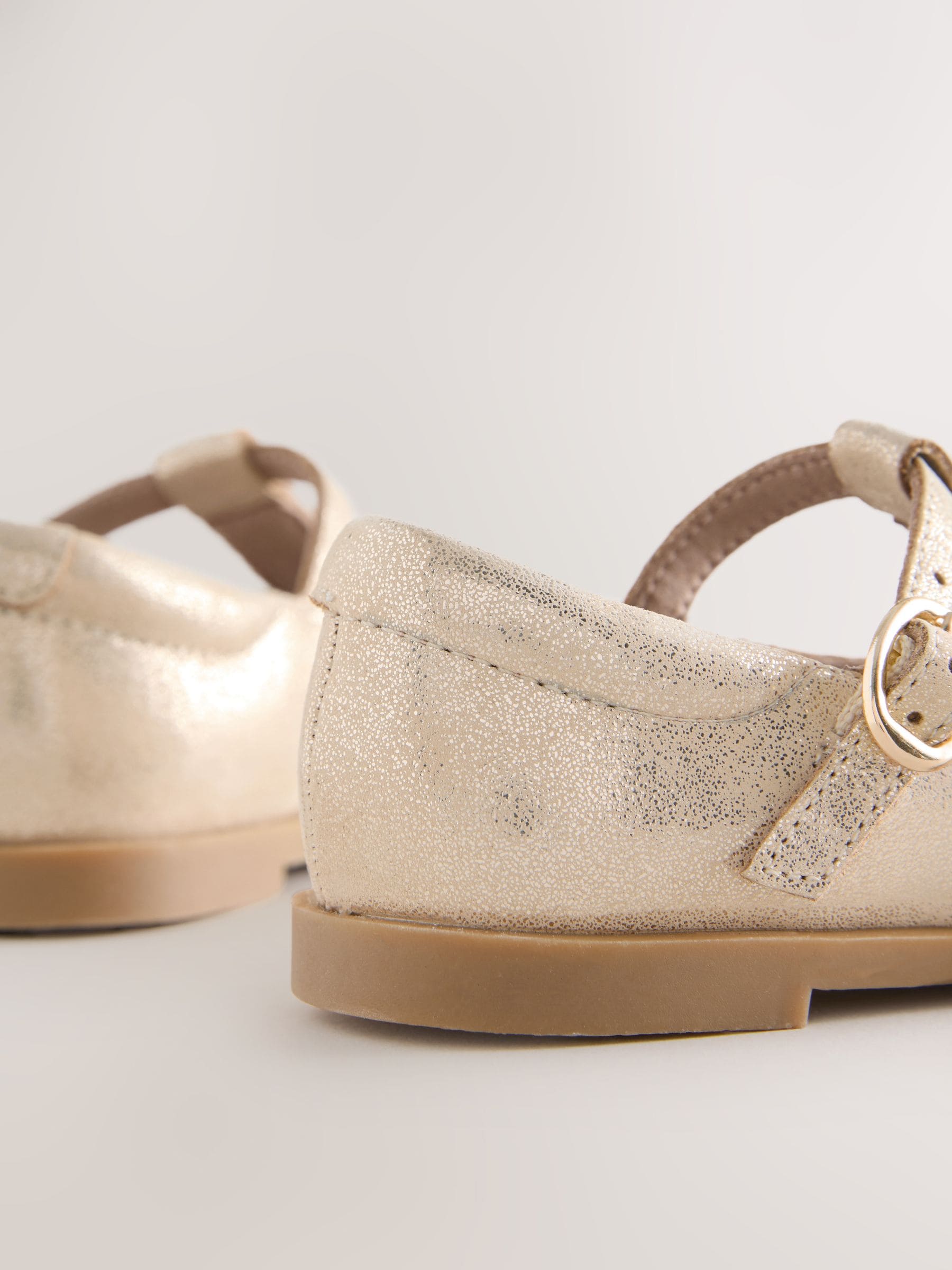 Gold Leather T-Bar Shoes image 6