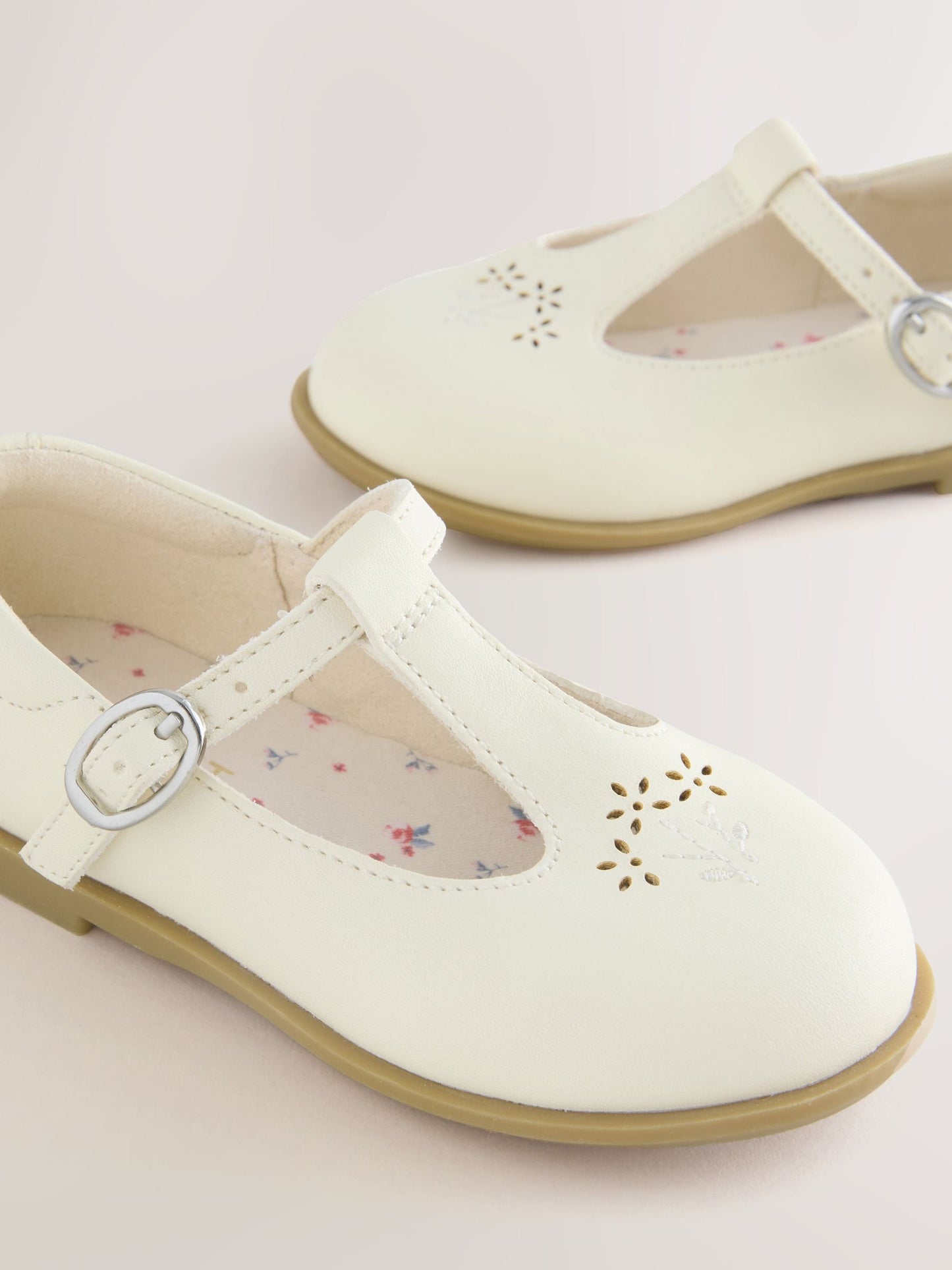 White Leather T-Bar Shoes image 4