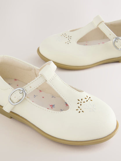 White Leather T-Bar Shoes image 4
