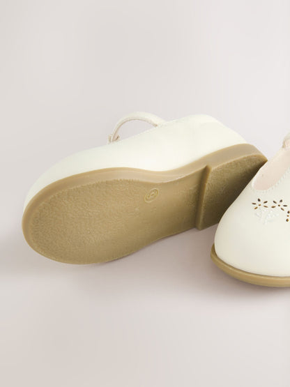 White Leather T-Bar Shoes image 5