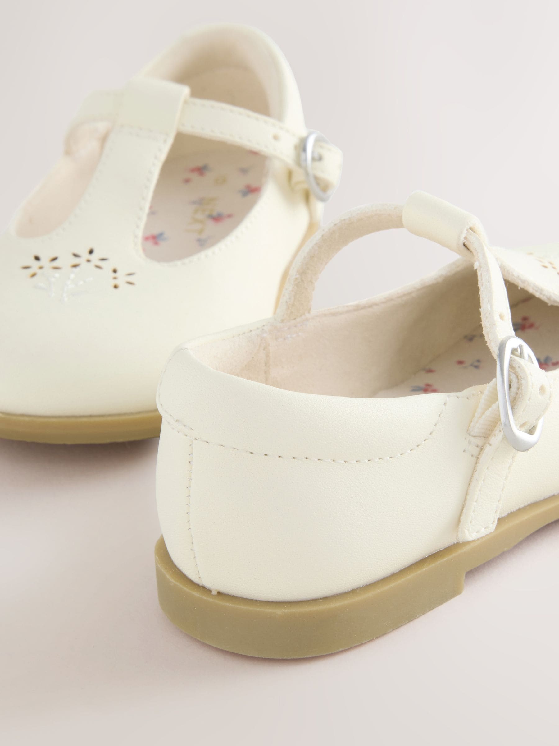 White Leather T-Bar Shoes image 6
