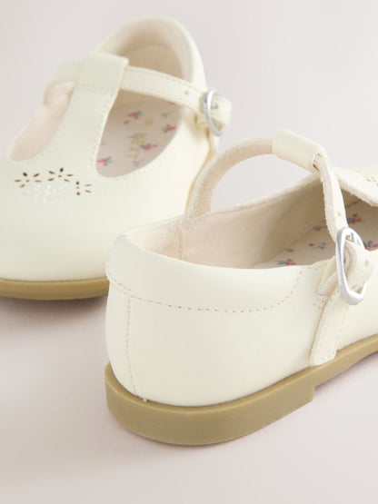 White Leather T-Bar Shoes image 5