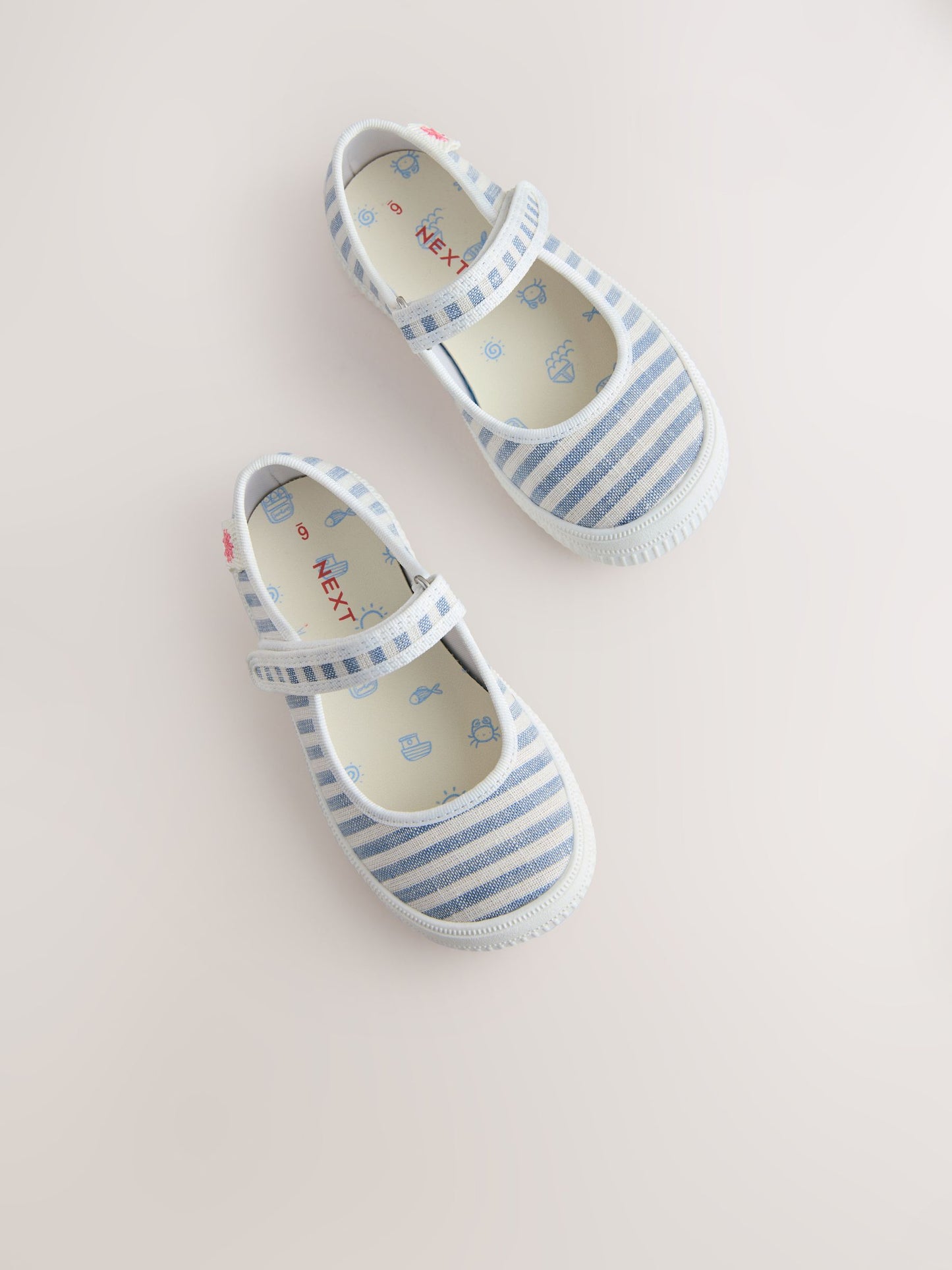 Blue/White Touch Fastening Mary Janes Shoes image 4