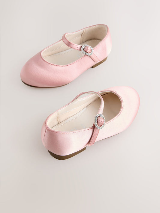 Pink Satin Flower Girl Occasion Mary Jane Shoes image 1