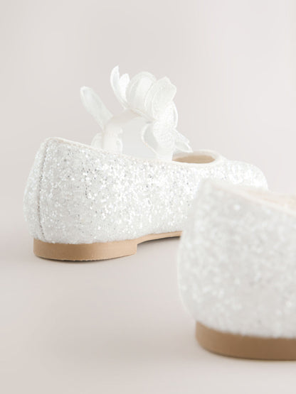 White Glitter Butterfly Strap Occasion Shoes image 5