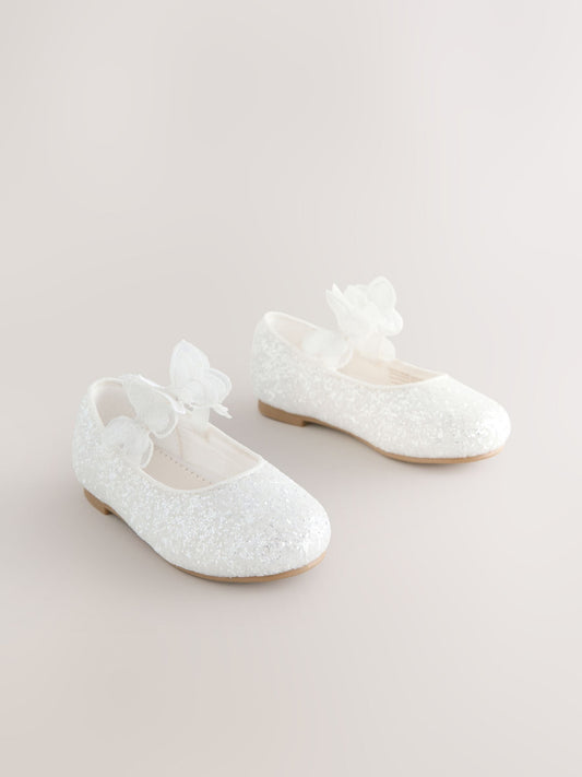 Dsiney Kidz - White Glitter Butterfly Strap Occasion Shoes image 1