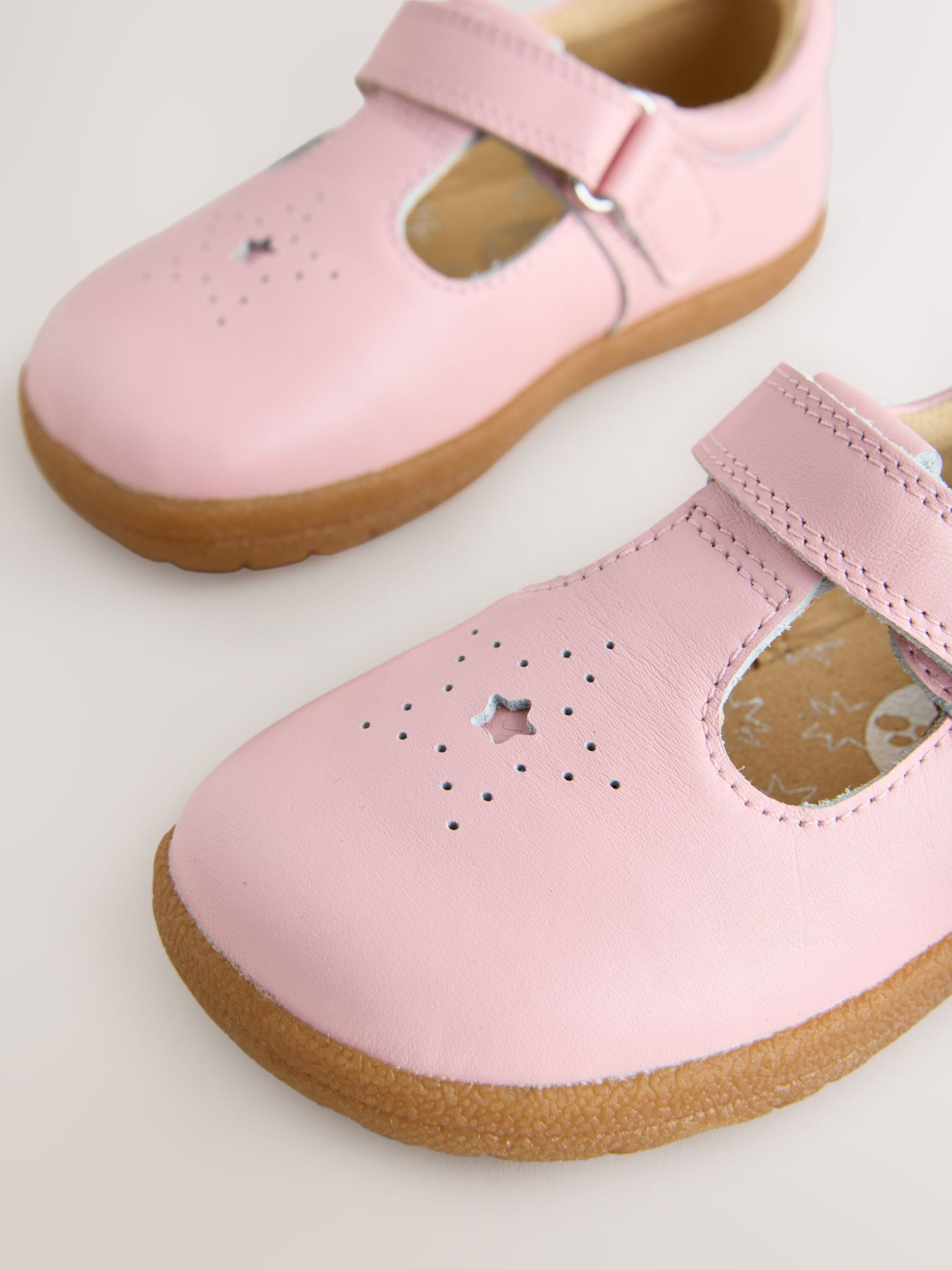 Pink Barefoot Leather Touch Fastening T-Bar Shoes image 4