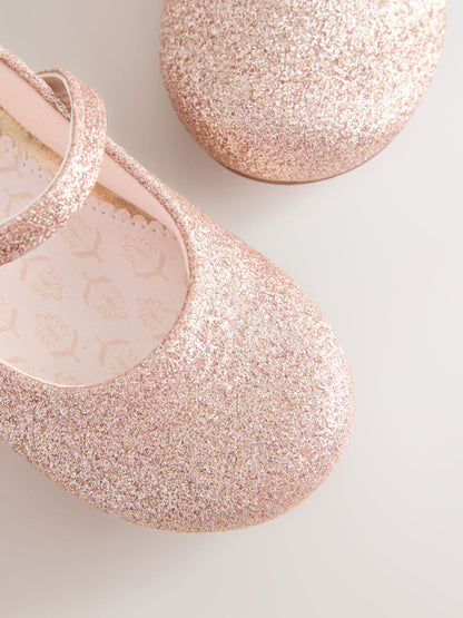 Pink Glitter Wide Fit (G) Flower Girl Occasion Mary Jane Shoes image 4