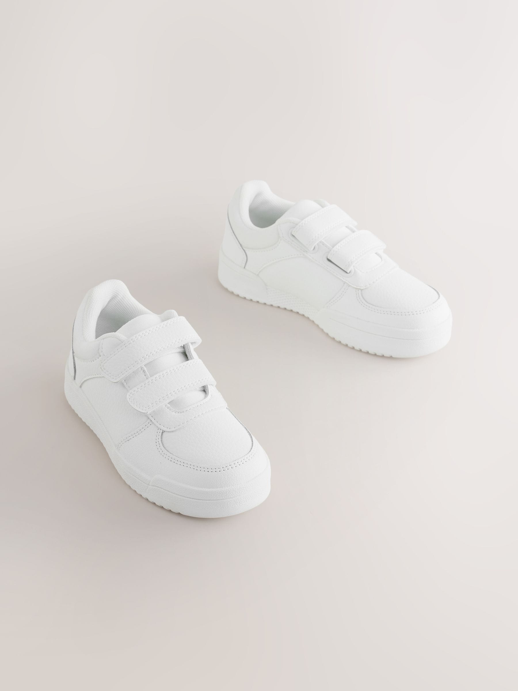 White Standard Fit (F) 2 Straps Touch Fastening School Shoes image 1