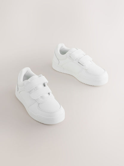 White Standard Fit (F) 2 Straps Touch Fastening School Shoes image 1