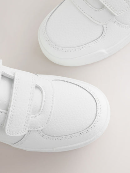 White Standard Fit (F) 2 Straps Touch Fastening School Shoes image 2