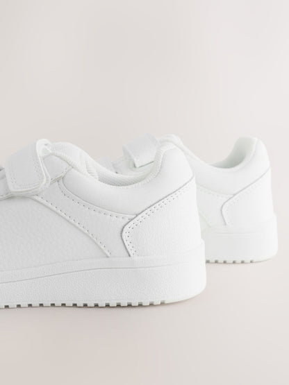 White Standard Fit (F) 2 Straps Touch Fastening School Shoes image 3