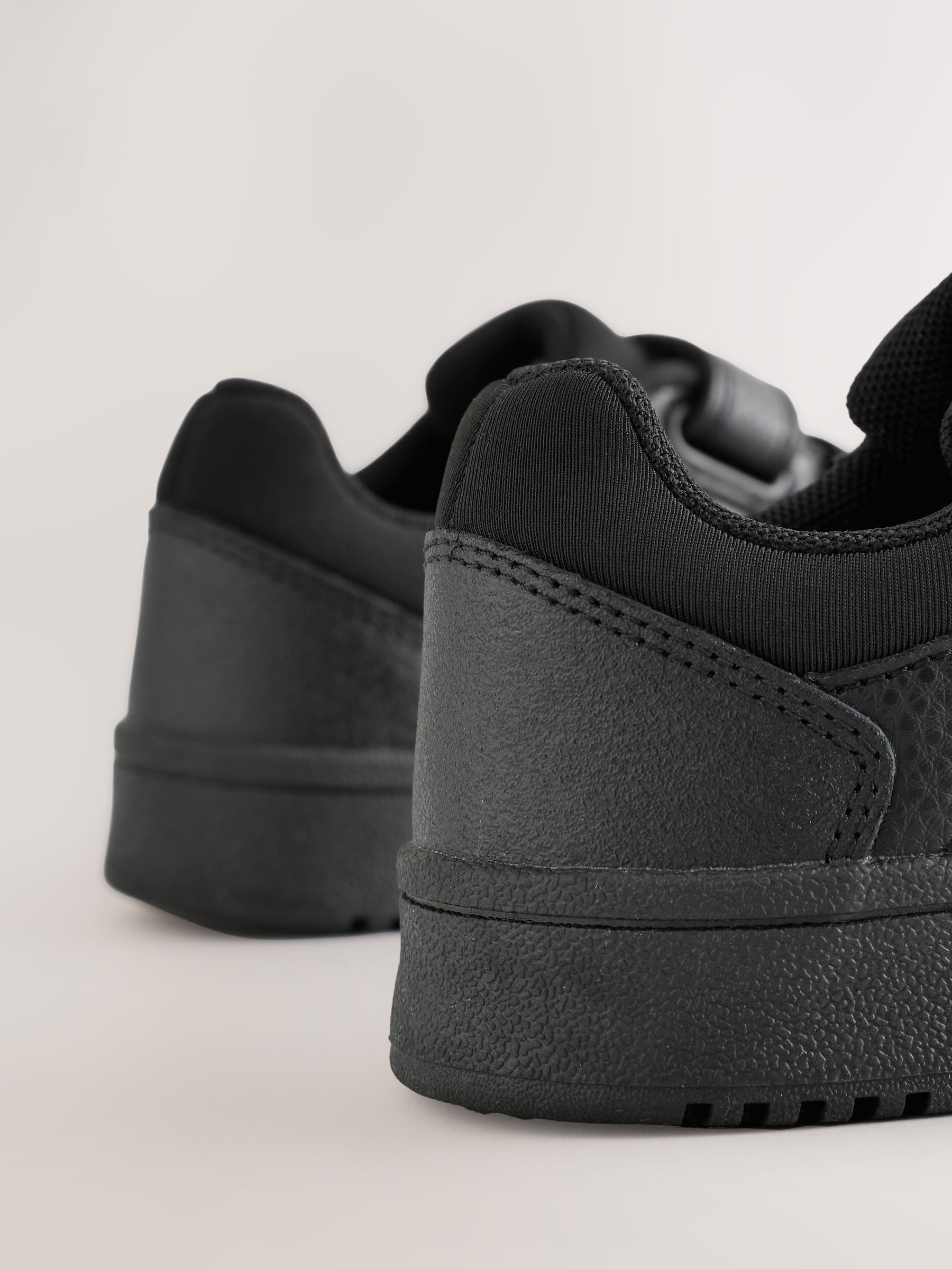 Black Textured Standard Fit (F) 2 Straps Touch Fastening School Shoes image 3
