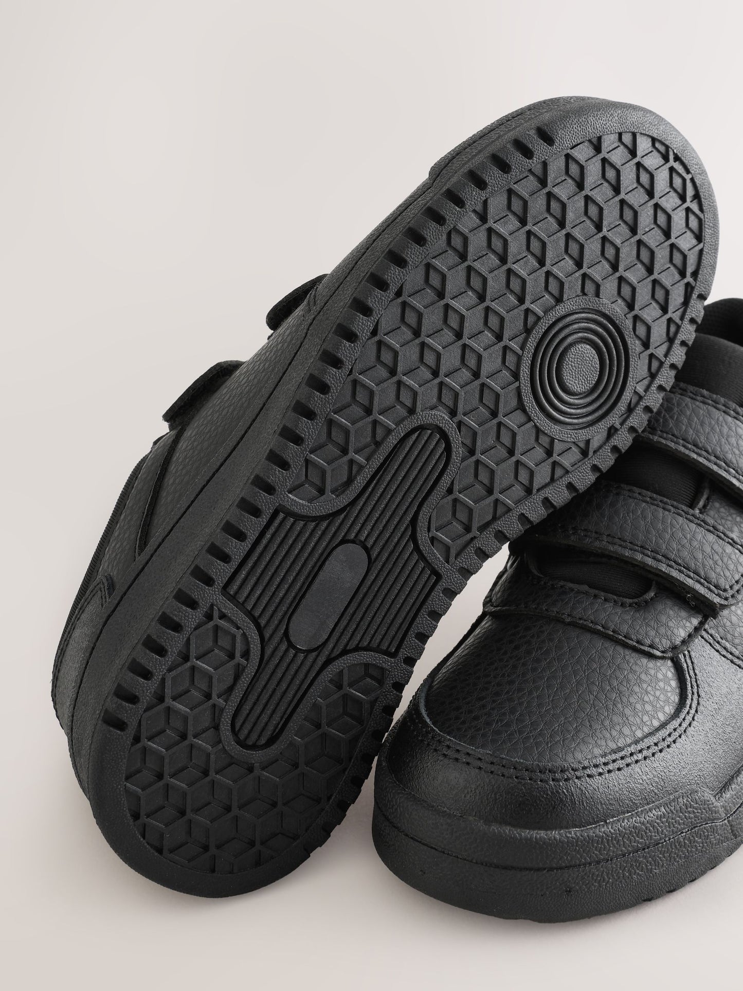 Black Textured Standard Fit (F) 2 Straps Touch Fastening School Shoes image 4