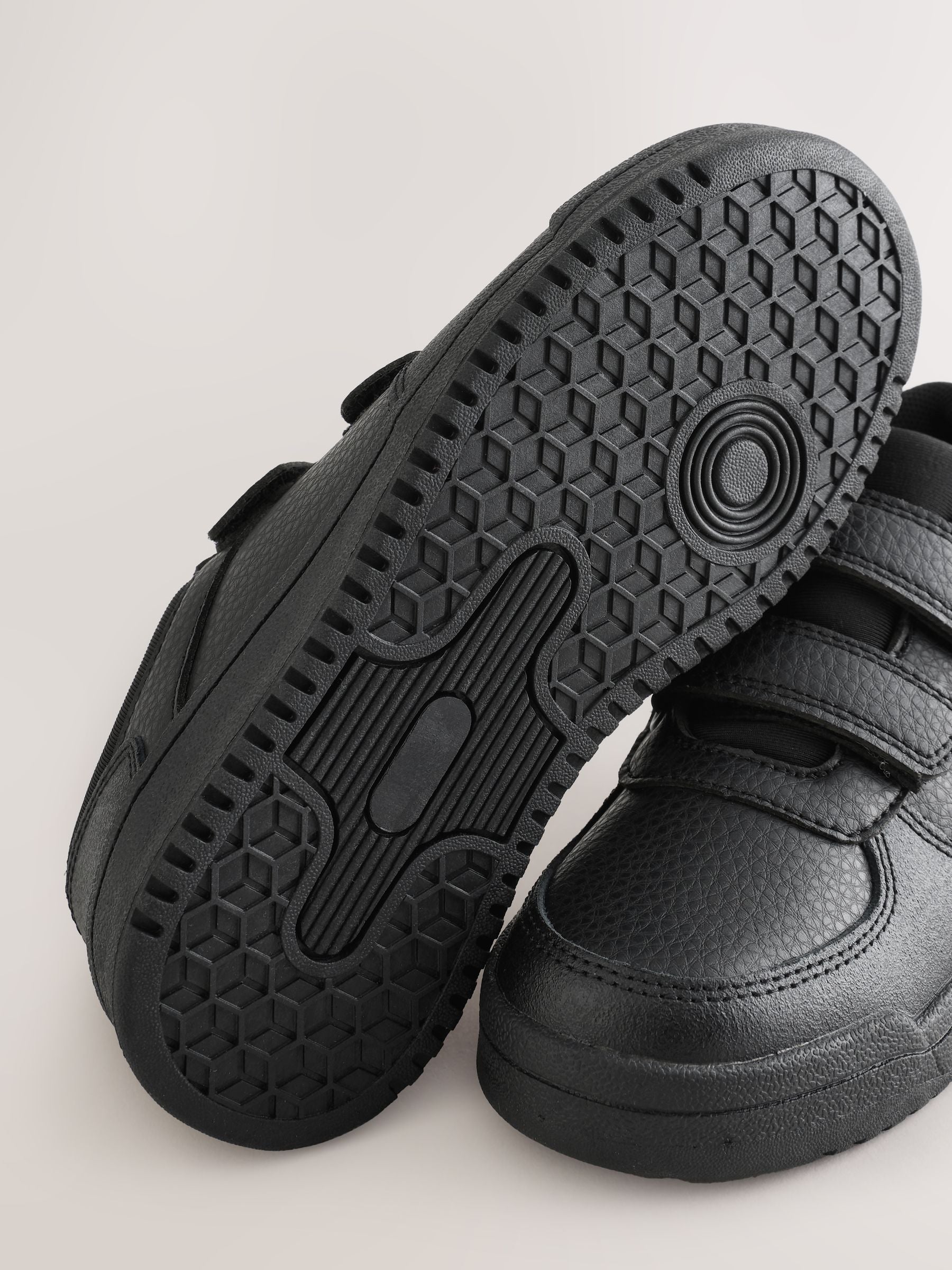 Black Textured Standard Fit (F) 2 Straps Touch Fastening School Shoes image 4