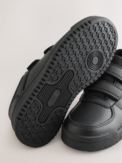 Black Textured Standard Fit (F) 2 Straps Touch Fastening School Shoes image 4