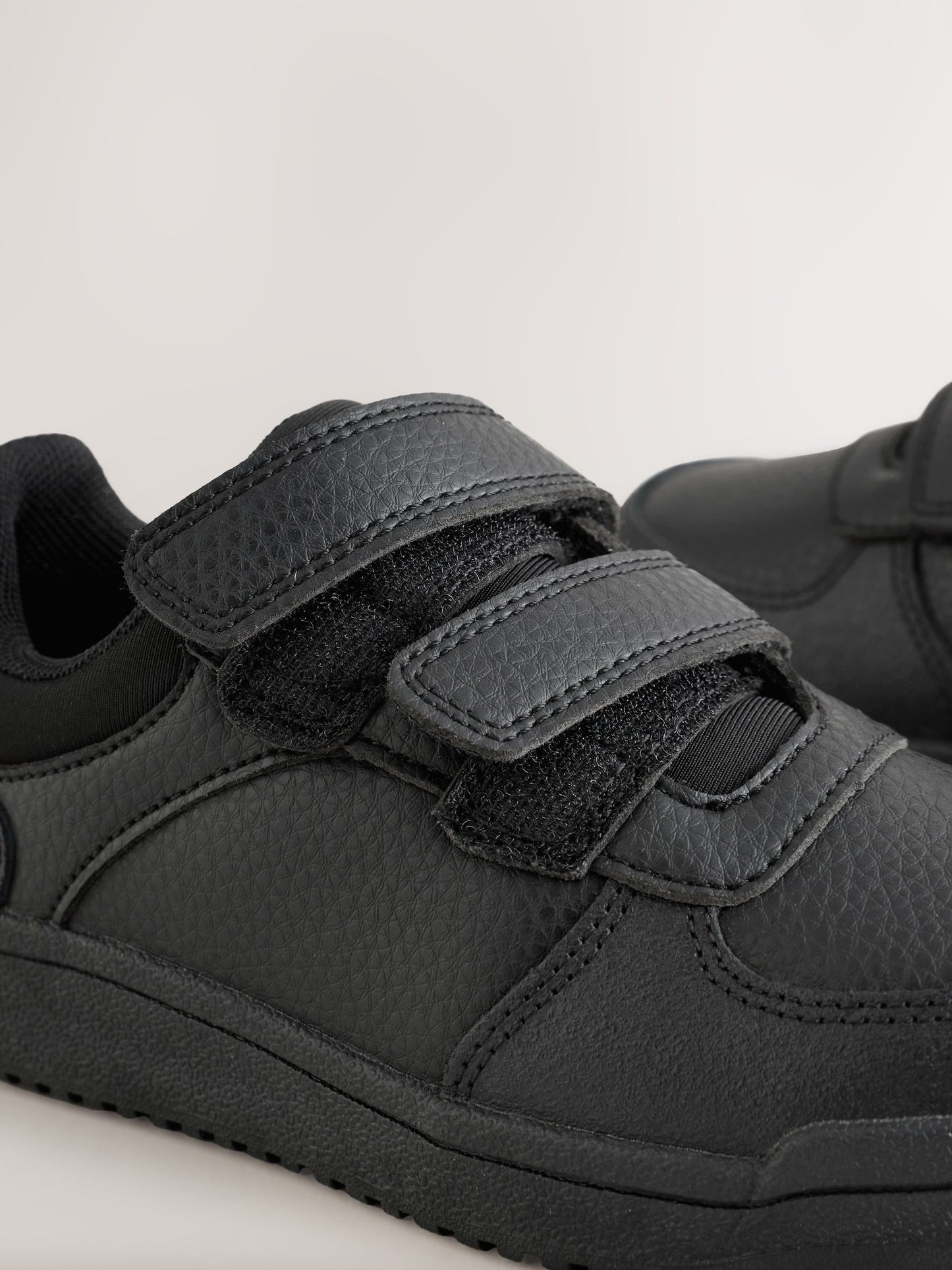 Black Textured Standard Fit (F) 2 Straps Touch Fastening School Shoes image 5