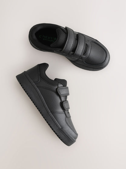 Black Textured Standard Fit (F) 2 Straps Touch Fastening School Shoes image 6