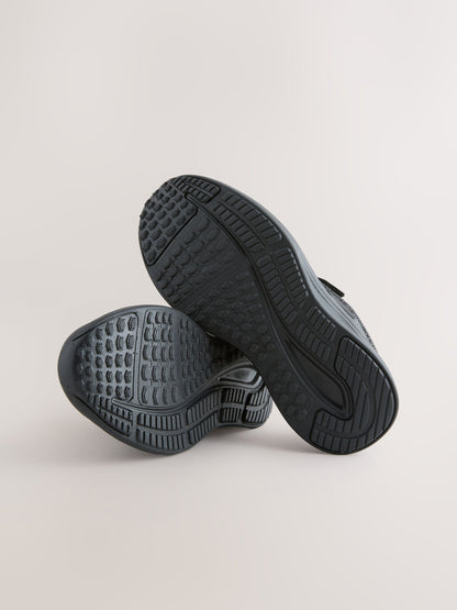 Black Standard Fit (F) Touch Fastening Elastic Lace Sporty Trainers image 4