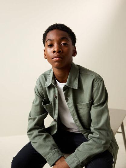 Dsiney Kidz - Khaki Green Canvas Overshirt (3-16yrs) image 1