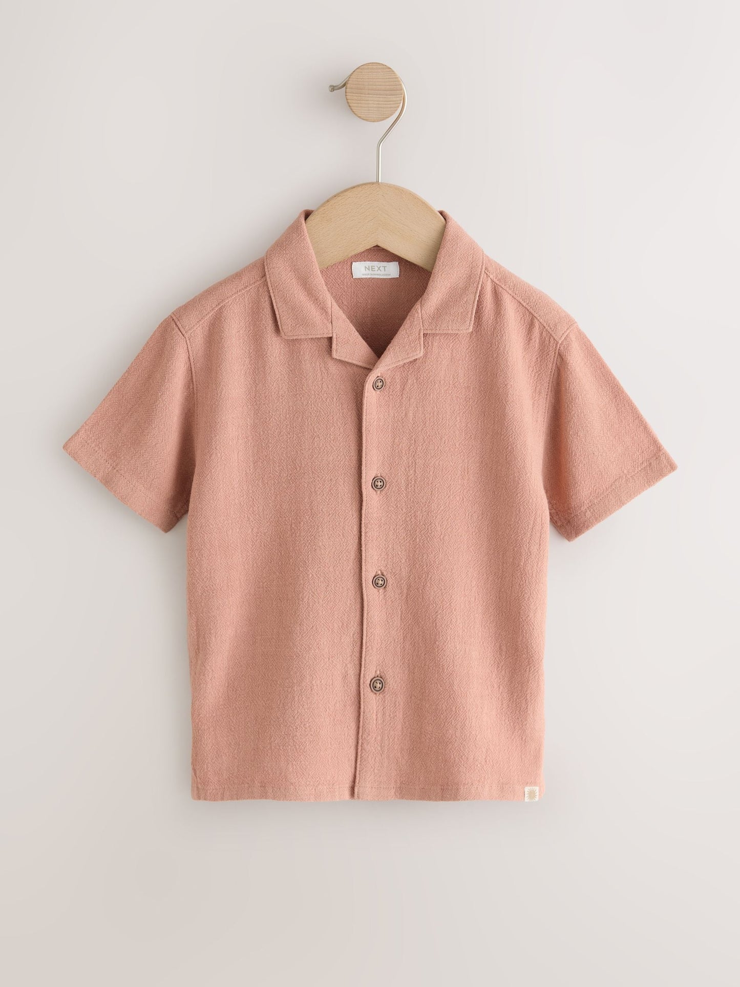 Dsiney Kidz - Rust Brown Short Sleeves Linen Blend Revere Collar Shirt (3mths-7yrs) image 6