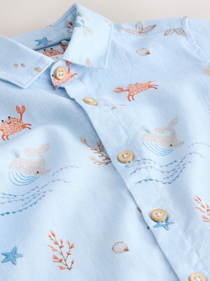 Dsiney Kidz - Light Blue Sea All Over Print Short Sleeve Shirt (3mths-7yrs) image 6