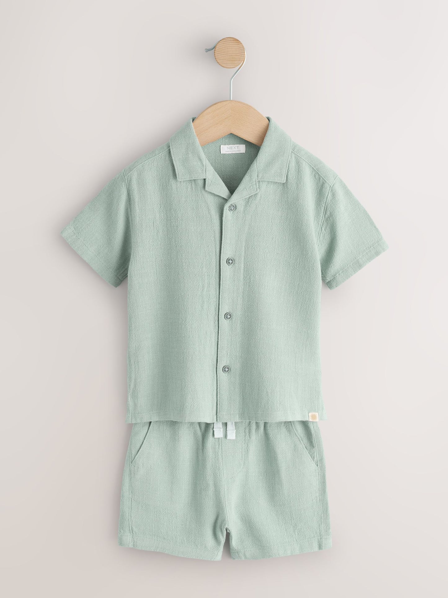 Light Green Short Sleeve Revere Collar Shirt & Shorts Set (3mths-10yrs) image 5