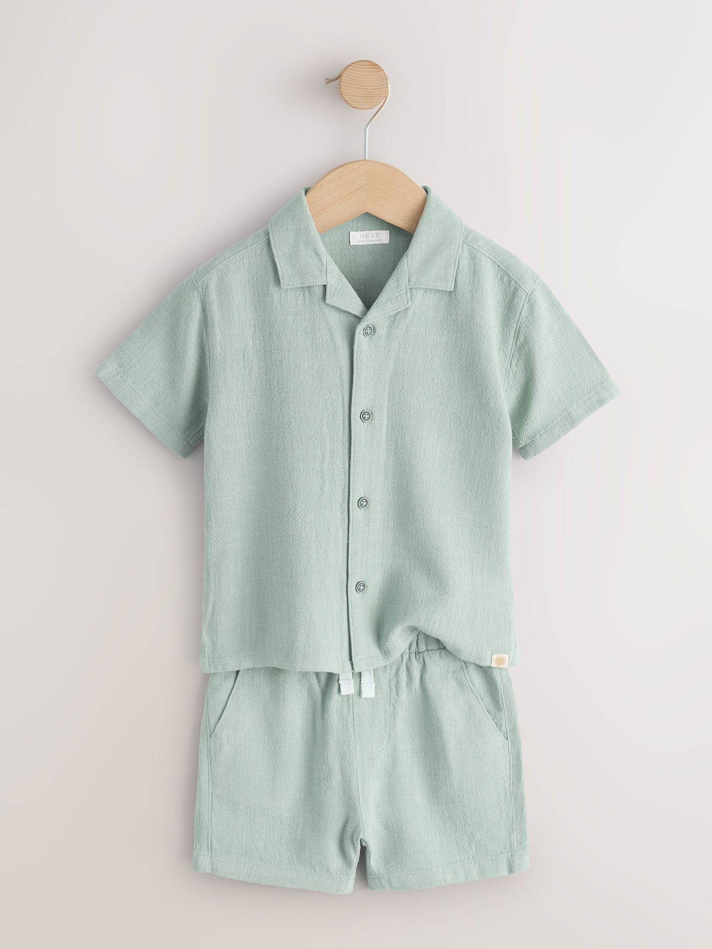 Light Green Short Sleeve Revere Collar Shirt & Shorts Set (3mths-10yrs) image 6