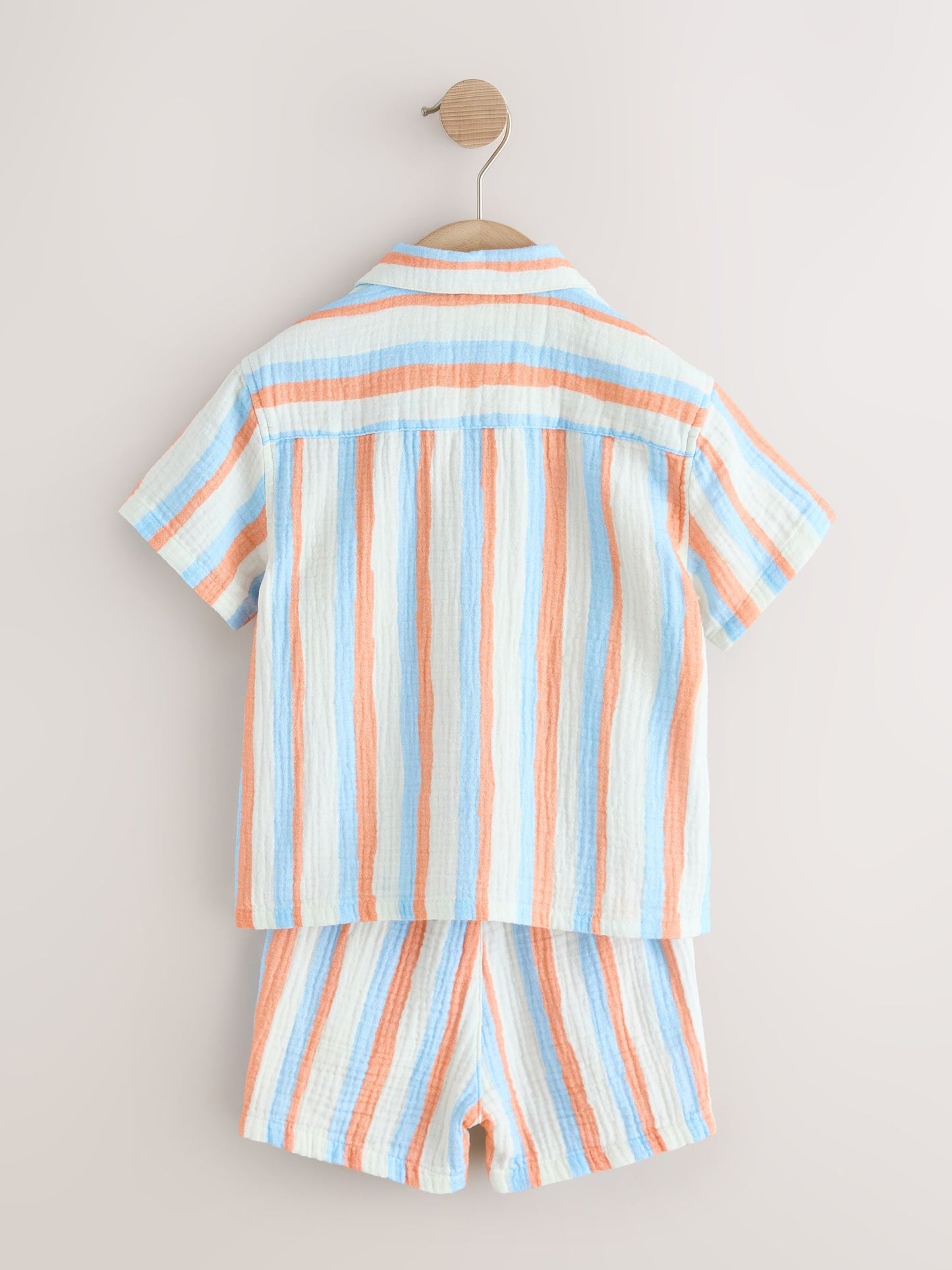 Blue/Orange Stripe Short Sleeve Double Cloth Shirt & Shorts Set (3mths-10yrs) image 10