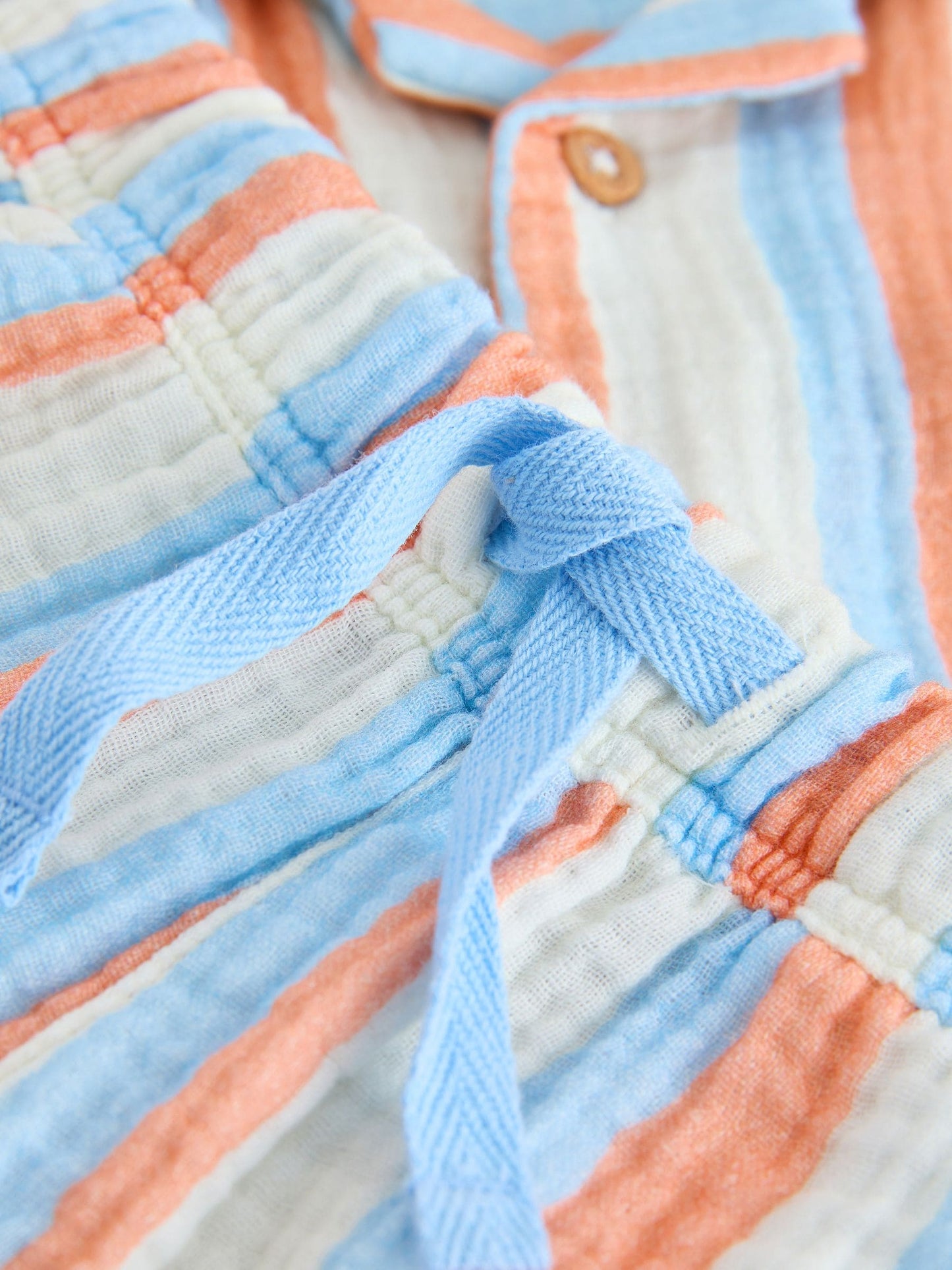 Blue/Orange Stripe Short Sleeve Double Cloth Shirt & Shorts Set (3mths-10yrs) image 11
